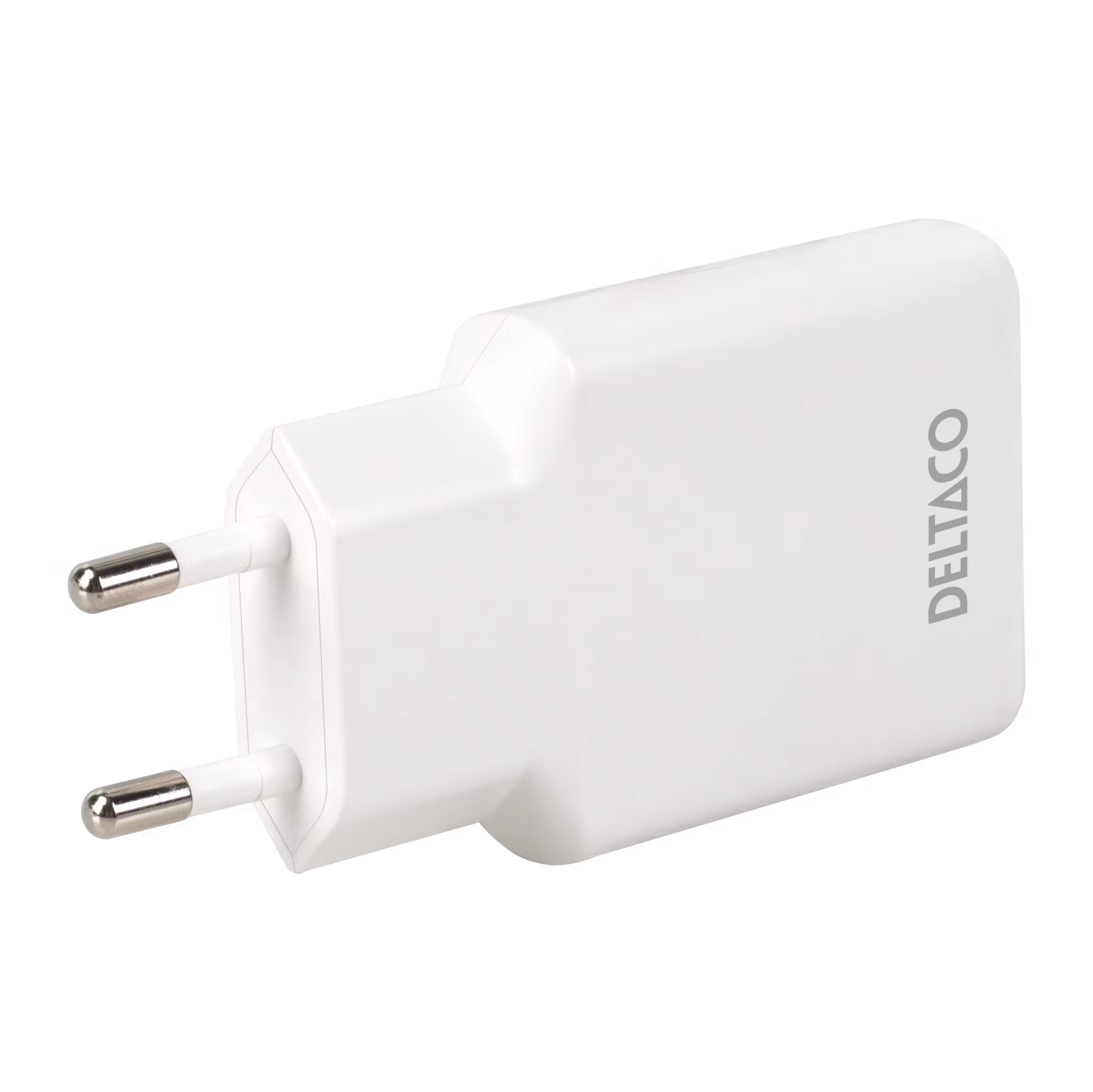 Deltaco USB-C vegglader 45 W, 2x USB-C PD, slank størrelse, støtter PPS