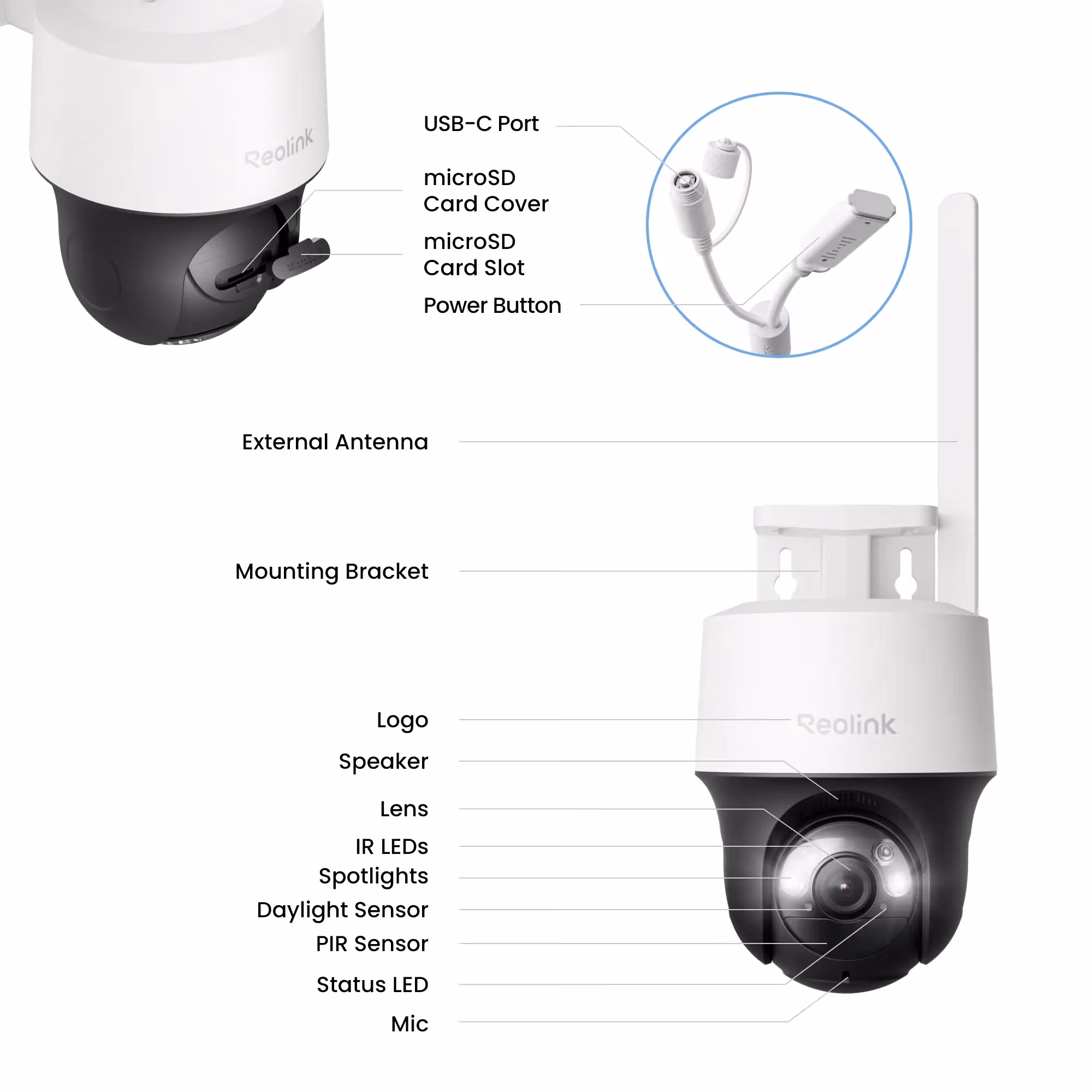 Reolink GO PT S Lite 2K 4MP 4G kamera, innebygget SIM-kort