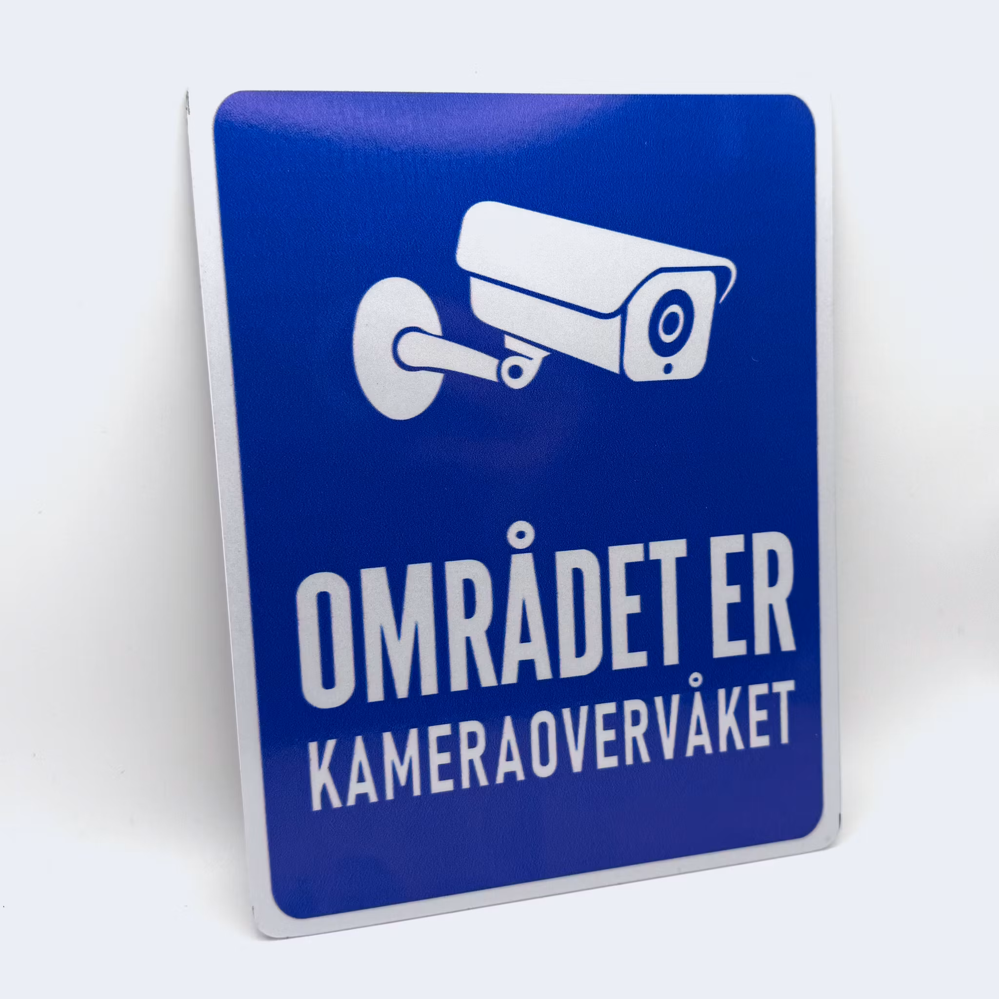 Kameraovervåking-skilt – 15 × 20 cm, reflekterende plast, selvklebende