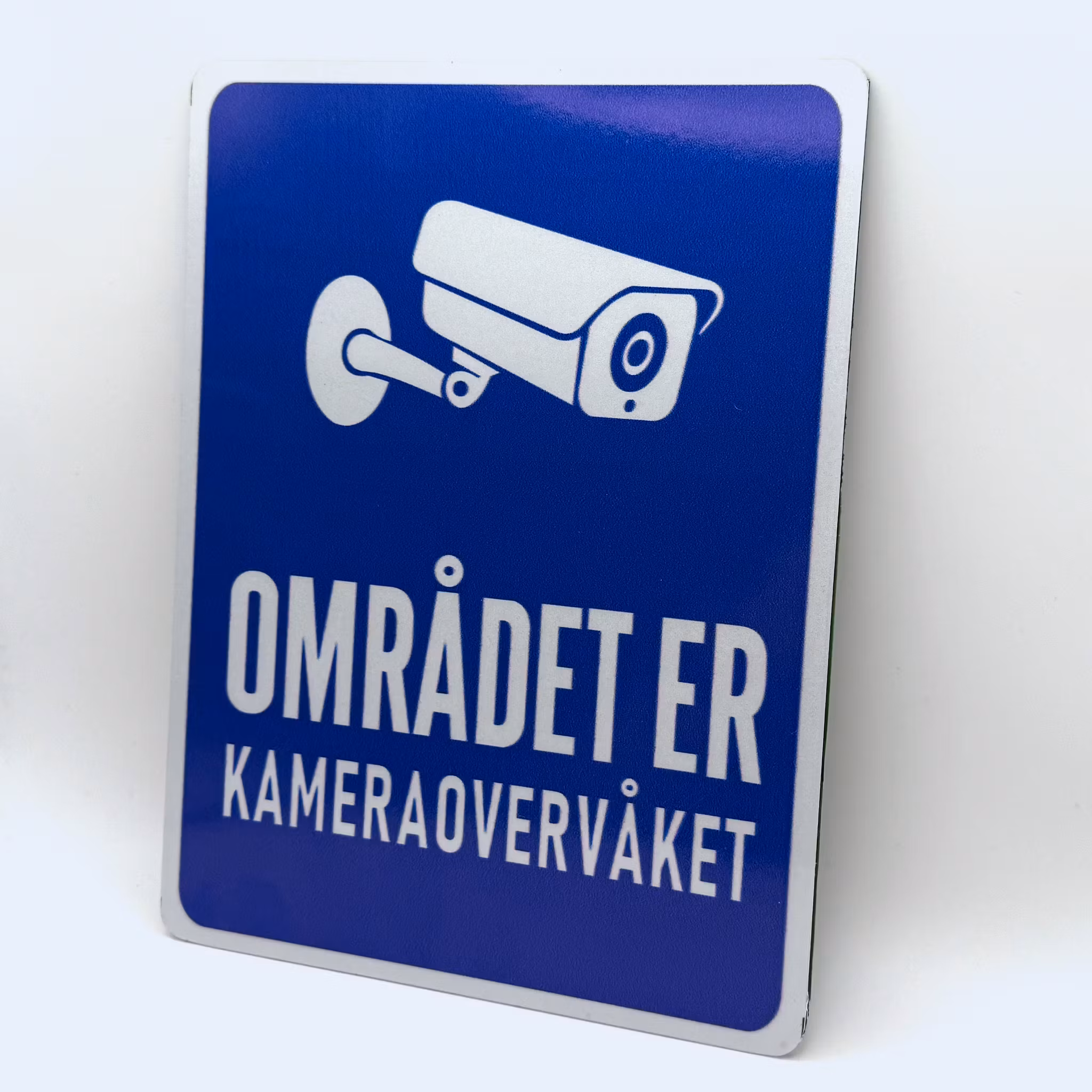 Kameraovervåking-skilt – 15 × 20 cm, reflekterende plast, selvklebende