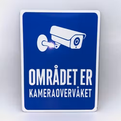 Kameraovervåking-skilt – 15 × 20 cm, reflekterende plast, selvklebende