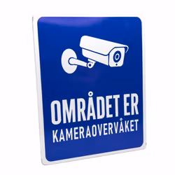 Kameraovervåking-skilt – 15 × 20 cm, reflekterende plast, selvklebende