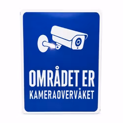 Kameraovervåking-skilt – 15 × 20 cm, reflekterende plast, selvklebende