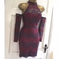 Fab New Lace Cold Shoulders Sleeves Wine Party