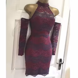 Fab New Lace Cold Shoulders Sleeves Wine Party