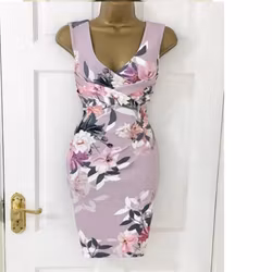 LIPSY-Lilac-Plunge-Neck-Floral-Dress