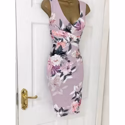 LIPSY-Lilac-Plunge-Neck-Floral-Dress