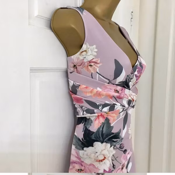 LIPSY-Lilac-Plunge-Neck-Floral-Dress