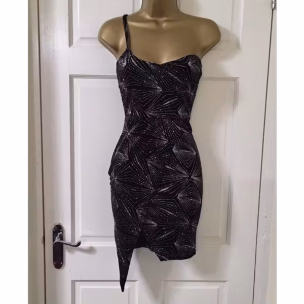 Sparkly New Velour Velvet One Shoulder Bodycon
