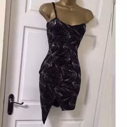 Sparkly New Velour Velvet One Shoulder Bodycon