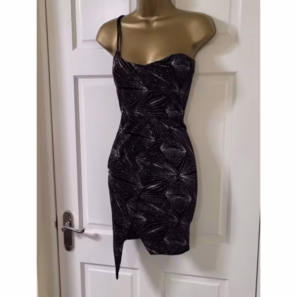 Sparkly New Velour Velvet One Shoulder Bodycon