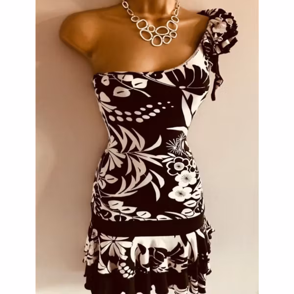 Jane Norman Lily & Palm One Shoulder Gypsy Holiday Party Dress Size 8 BNWT