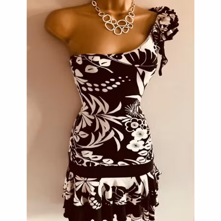 Jane Norman Lily & Palm One Shoulder Gypsy Holiday Party Dress Size 8 BNWT