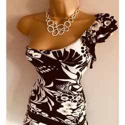 Jane Norman Lily & Palm One Shoulder Gypsy Holiday Party Dress Size 8 BNWT