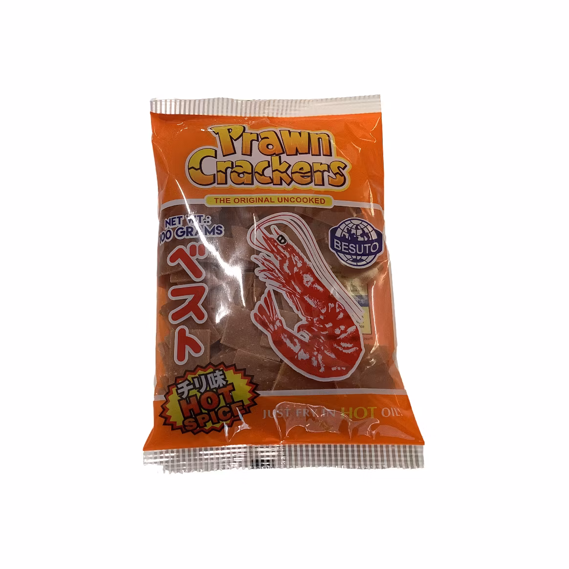 Prawn Crackers the original uncooked Hot Spice 100grams