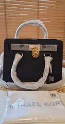 Michael Kors Hamilton Top Zip east west satchel Sholder Leather bag black