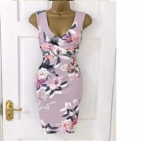 LIPSY-Lilac-Plunge-Neck-Floral-Dress