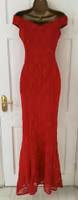 Red Lace Sequin Bardot Fishtail