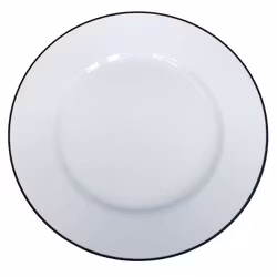 Tallrik flat rund vit med svart rand 26,5cm