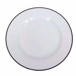 Tallrik flat rund vit med svart rand 19cm