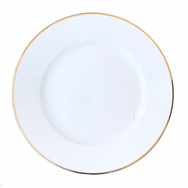 Tallrik flat rund vit med guldrand 26,5cm