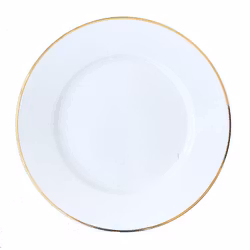 Tallrik flat rund vit med guldrand 26,5cm