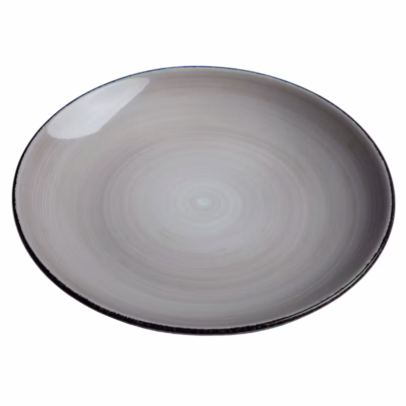 Tallrik rund handmålat beige 28cm