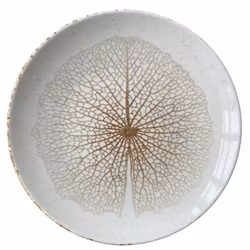 Tallrik flat rund 28 cm med dekor av löv 2