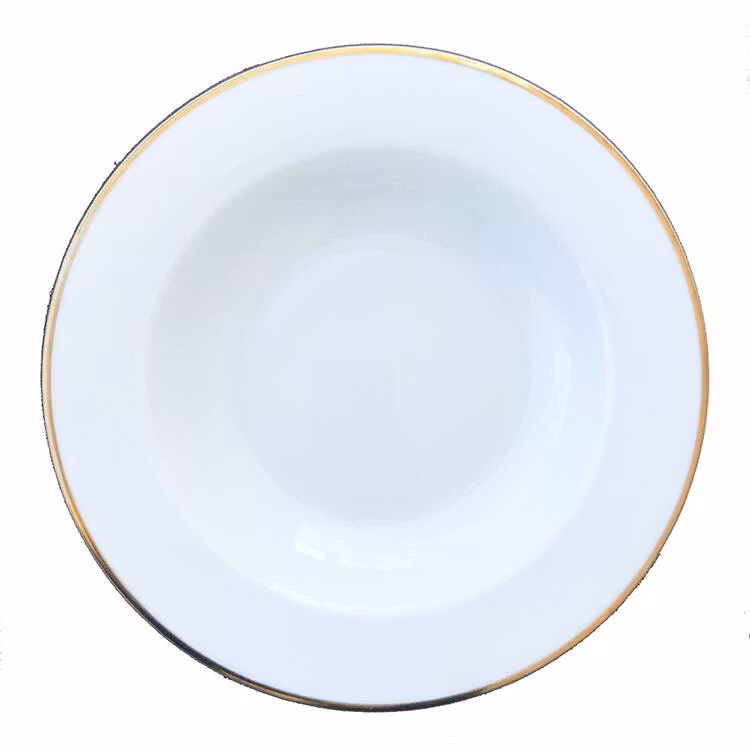 Tallrik djup rund vit med guldrand 29cm