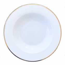 Tallrik djup rund vit med guldrand 29cm