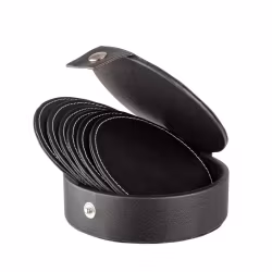 Visby Glasunderlägg 6-pack svart konstläder ø 10 cm