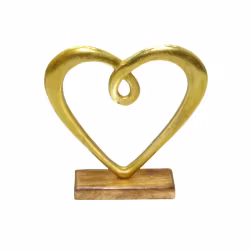 Hedy Hjärta guldfärgad aluminium träfot  24,5*23*5 cm