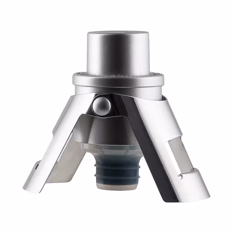 Pump it Champagneförslutare silverfärgad med inbyggd luftpump