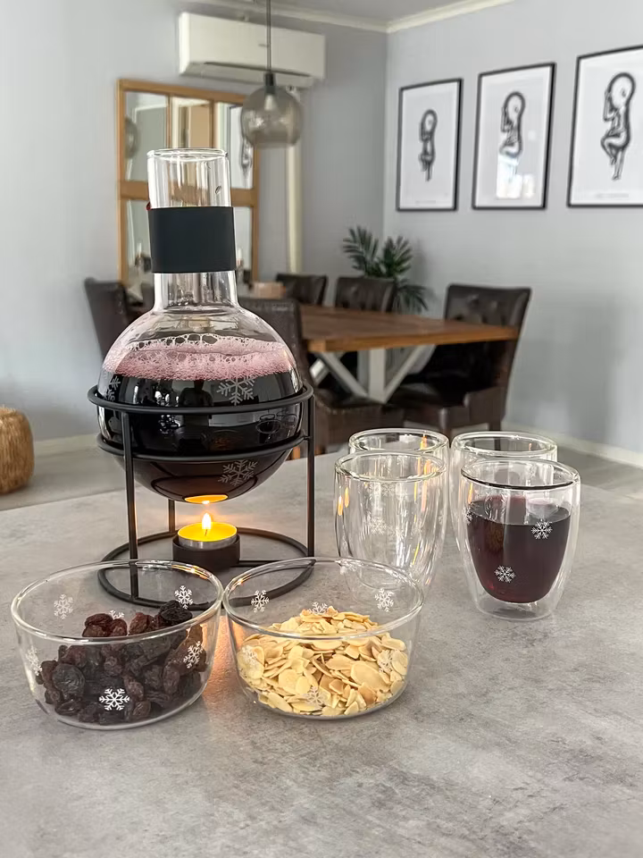 Snöstjärna Glöggkolv glas svart smidesställning snöstjärna rymd 1,3 l