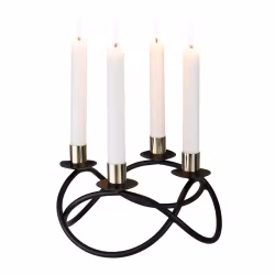 Asta Ljusstake svart smide rund 4 antikljus dia 23 cm