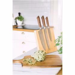 Akira Knivset i stål brunt handtag 3 knivar kockkniv köttkniv allkniv