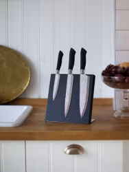 Akira Knivset i stål svart handtag 3 knivar kockkniv köttkniv allkniv