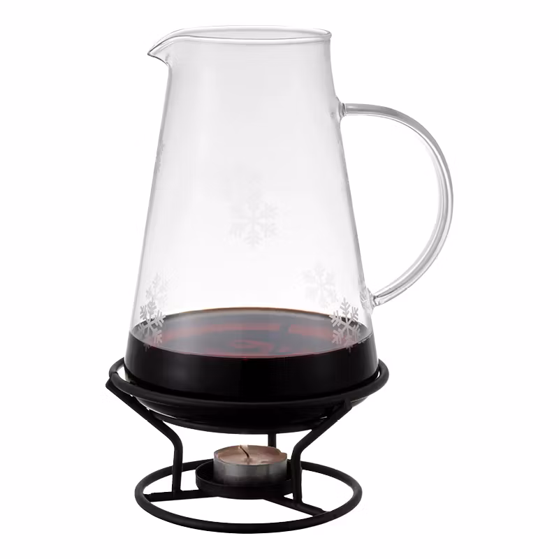 Snöstjärna Glöggkaraff glas svart smidesställning snöstjärna