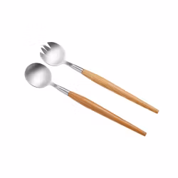 Sico Salladsbestick 2 delar rostfritt stål med trähandtag 28 cm