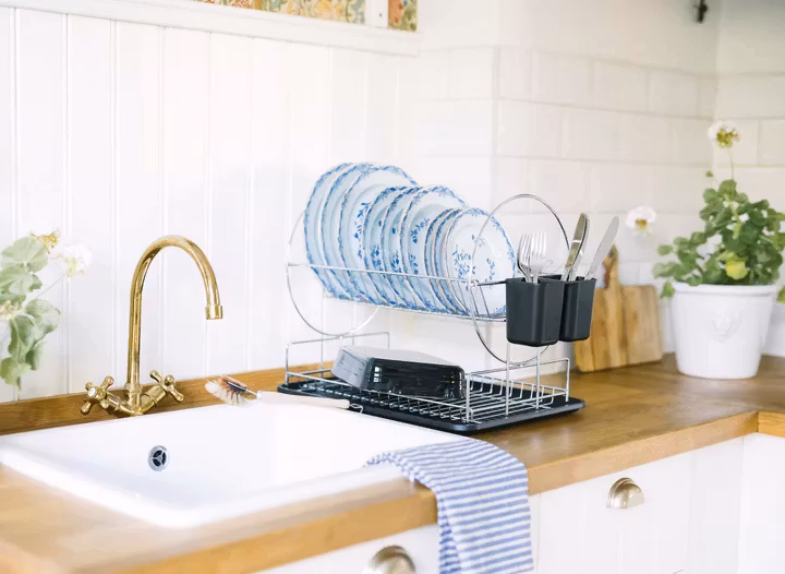 Disa Diskställ 2 plan  krom tallrik + bestickhållare 47*34*32