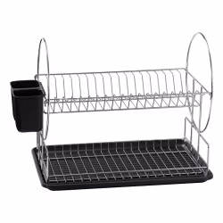 Disa Diskställ 2 plan  krom tallrik + bestickhållare 47*34*32