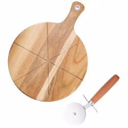 Sade Pizzaset skärbräda FSC pizzaskärare rund  42*33*1,5 cm