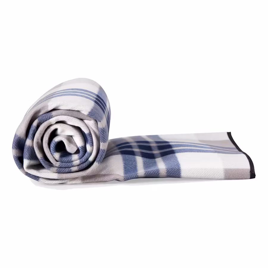Picknickfilt grå blå vit rutig 195*145