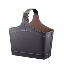 Betti Läderkorg handtag svart pu-läder 40*22*36 cm