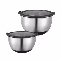 Belle Bunke 2 st 2,5 & 1 liter rostfrit stål plastlock