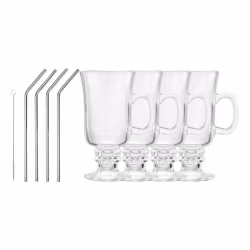 Iona Irish coffee set 8 delar 4 glas 4 sugrör i rostfritt rymd 2 dl