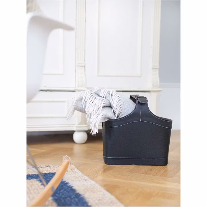 Betti Läderkorg handtag svart pu-läder 40*22*36 cm