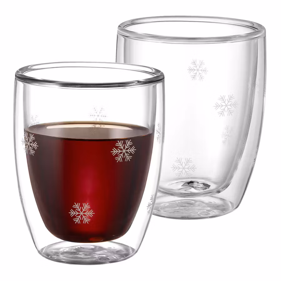 Snöstjärna Dubbelväggad Glas 2-pack Ø6,8*8,6 cm 1,3 dl