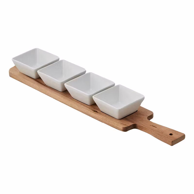 Serena Serveringsbricka FSC Akacia avlång 4 skålar 51*9,5*5