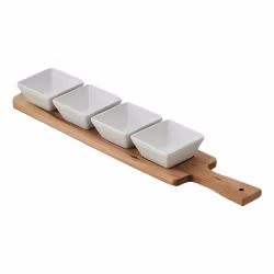 Serena Serveringsbricka FSC Akacia avlång 4 skålar 51*9,5*5